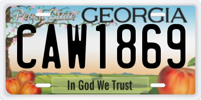 GA license plate CAW1869