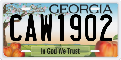 GA license plate CAW1902