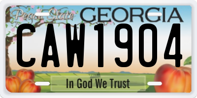 GA license plate CAW1904
