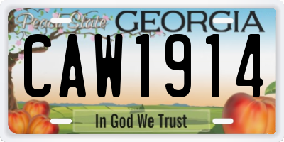GA license plate CAW1914