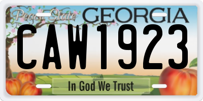 GA license plate CAW1923