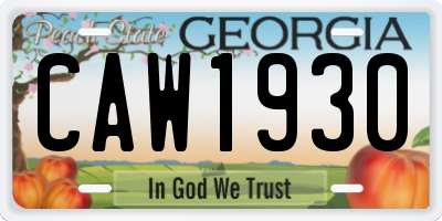 GA license plate CAW1930