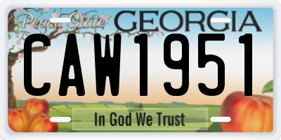 GA license plate CAW1951
