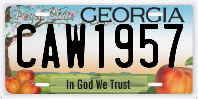GA license plate CAW1957