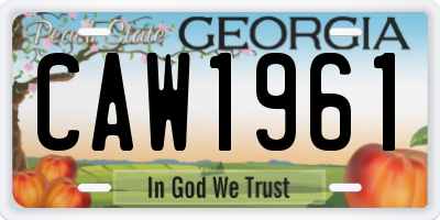 GA license plate CAW1961