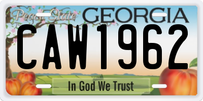 GA license plate CAW1962