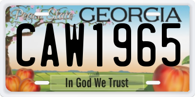 GA license plate CAW1965