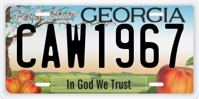 GA license plate CAW1967