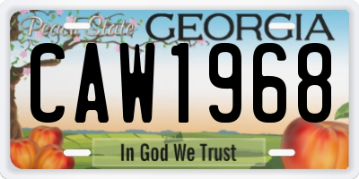 GA license plate CAW1968