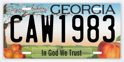 GA license plate CAW1983