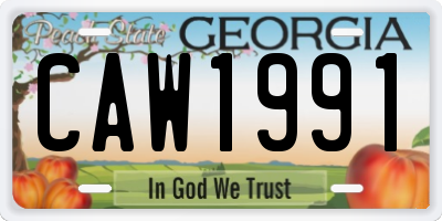GA license plate CAW1991