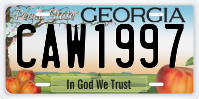 GA license plate CAW1997