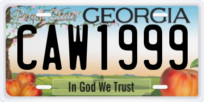 GA license plate CAW1999