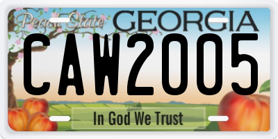 GA license plate CAW2005