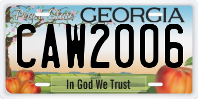 GA license plate CAW2006