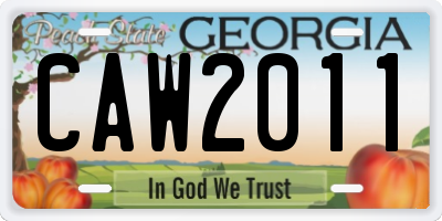 GA license plate CAW2011