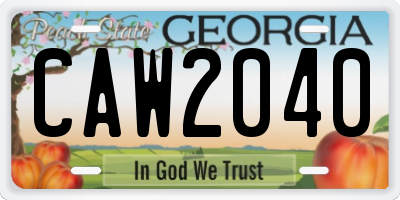 GA license plate CAW2040