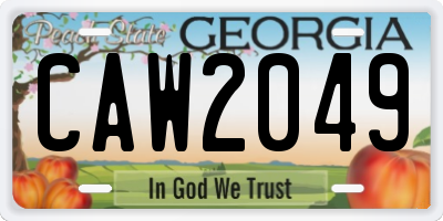 GA license plate CAW2049