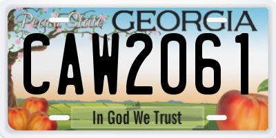 GA license plate CAW2061
