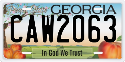 GA license plate CAW2063