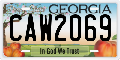 GA license plate CAW2069