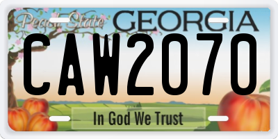 GA license plate CAW2070