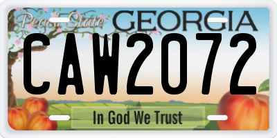 GA license plate CAW2072