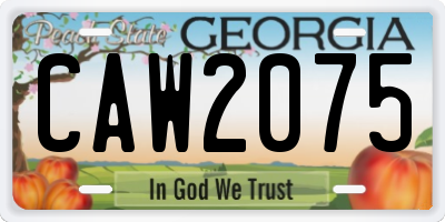 GA license plate CAW2075