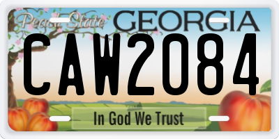 GA license plate CAW2084