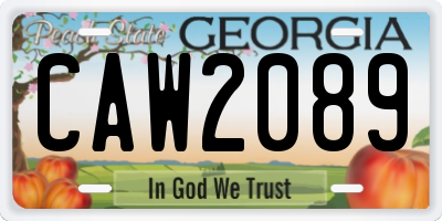 GA license plate CAW2089