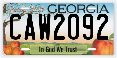 GA license plate CAW2092