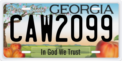 GA license plate CAW2099