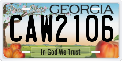 GA license plate CAW2106