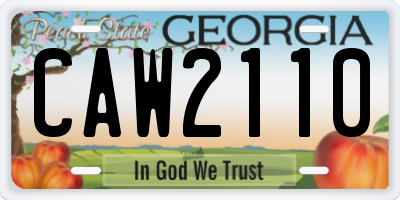 GA license plate CAW2110