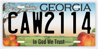 GA license plate CAW2114