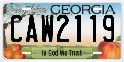 GA license plate CAW2119
