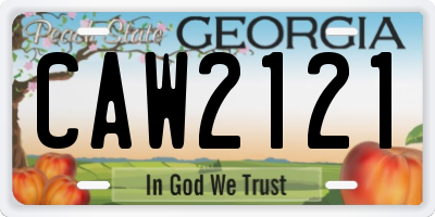 GA license plate CAW2121