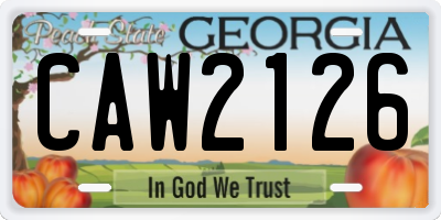 GA license plate CAW2126