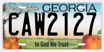 GA license plate CAW2127