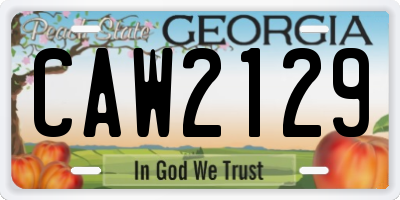 GA license plate CAW2129