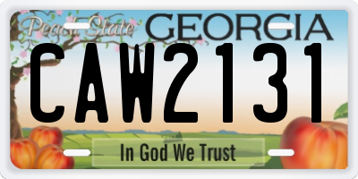 GA license plate CAW2131