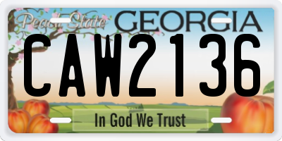 GA license plate CAW2136