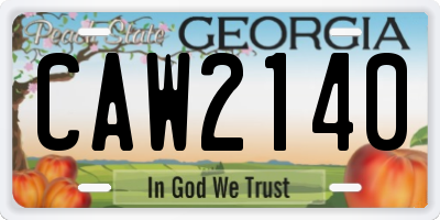GA license plate CAW2140