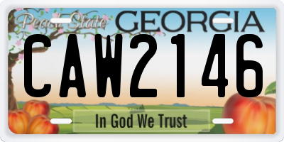 GA license plate CAW2146