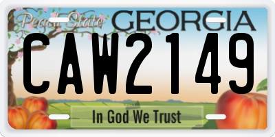 GA license plate CAW2149