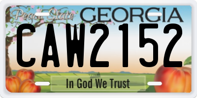 GA license plate CAW2152