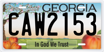 GA license plate CAW2153