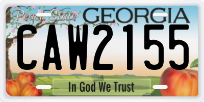 GA license plate CAW2155