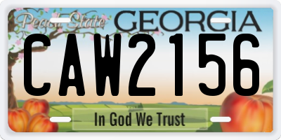 GA license plate CAW2156