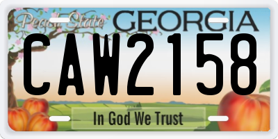 GA license plate CAW2158